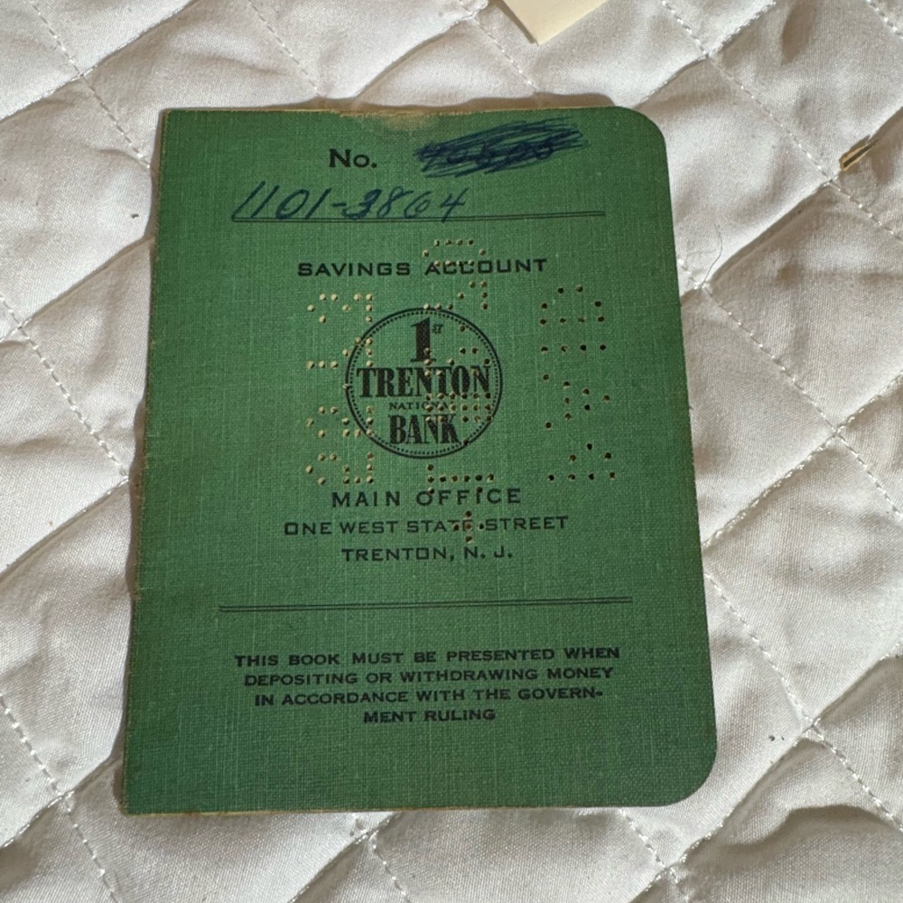 Trentonl bank savings account booklet antique dating back to 1963